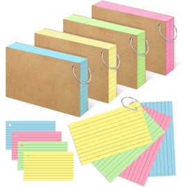 MIUTME 300PCS Flash Cards with Ring,3x5 Inches Colored Index Cards, Lined on Both Side Notecards Ruled Study Card Flashcards Heavy Note Cards for Studying,School, College (4 Colors)