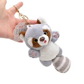 Ruzucoda Plush Raccoon Keychain Stuffed Animals Key Chains Backpack Ornaments Pendant Key Ring (Grey)