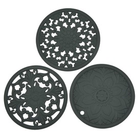 ASFEC Silicone Trivet Mat,Set of 3 Heat Resistant Trivet for Hot Dishes Trivets for Hots Pots and Pans,Trivet Flexible Non Slip Potholder Hot Pads for Kitchen-Green,A004GN