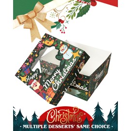 qiqee Christmas 12x12x6 Cake Box, 4Sets Christmas Cake Box with Window ＆ 4Sets 12 Inch Christmas Snow Man Cake Round Boards, 12inch Cake Containers