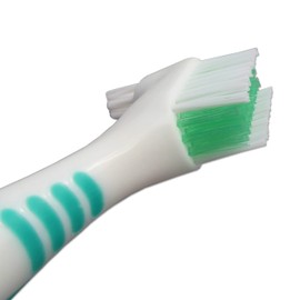 2 x Denture Brushes ~ Rubber Grips, Easy Hold Handle, Double Bristle Head