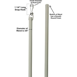 Castellanos 30 Inch Curtain Pull Rod and Curtain Opener - Universal Drapery Wands for Grommet Curtains and Fiberglass Drapery Curtain Pull Wand with Stainless Steel Snap Hook - (30 Inch) - White