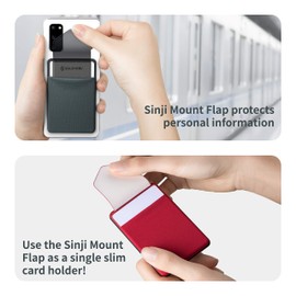 Sinjimoru Removable Cell Phone Wallet with Flap, Wireless Charging Compatible Cell Phone Card Holder for Back of Phone. Sinji Mount Flap Red