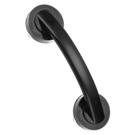 uxcell Grab Bars for Bathtubs and Showers, 9.1" Mirror Glass Door and Window Handles Powerful Shower Suction Cup Anti-Slip Safety Bars for Senior Shower Chairs Black