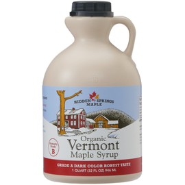 Hidden Springs Maple Organic Vermont Maple Syrup, Grade A Dark Robust (Formerly Grade B), 32 Ounce, 1 Quart, Family Farms, BPA-free Jug