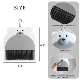 Chanseen Small Broom and Dustpan Set Mini Hand Broom and Brush Set Handheld Broom and Dust Pan Set - Cute Bear Design, Compact Cleaning Tool for Desktop Countertop Table Windowsill Home Kitchen