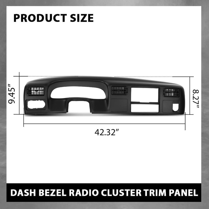 Dash Bezel Radio Cluster Trim Panel, Compatible with Ford F250