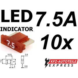 LED Status Micro Low Profile LP Car Mini Fuses FLL Set 3A 5A 7.5A 10A 15A 20A 25A 30A, Current: 07.5A Amp