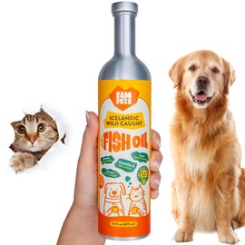 Fam Pets Wild Caught Fish Oil for Dogs & Cats - Premium Icelandic Omega 3 Fish Oil Supplement with EPA DHA for Skin, Coat & Joint Health - Natural Pet Supplement - Leak-Free Aluminum Pour Bottle, 16oz
