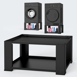 FAMIROSA Universal Laundry Pedestal for 27 Inch and 28 Inch Washer and Dryer, Washing Machine Base Stand Dryer Base Platform with Shelf, Heavy-Duty Steel, 700lbs Capacity, Black