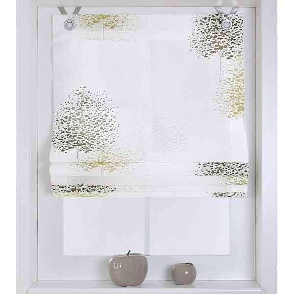 Kutti Bellinda Roman Blind with Eyelets White Taupe / Green