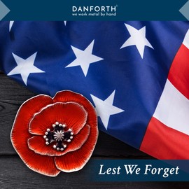 Danforth Remembrance Poppy Brooch Pin (Red) – Handcrafted Pewter Brooch Pins For Women, 1 ¾”, Made In USA