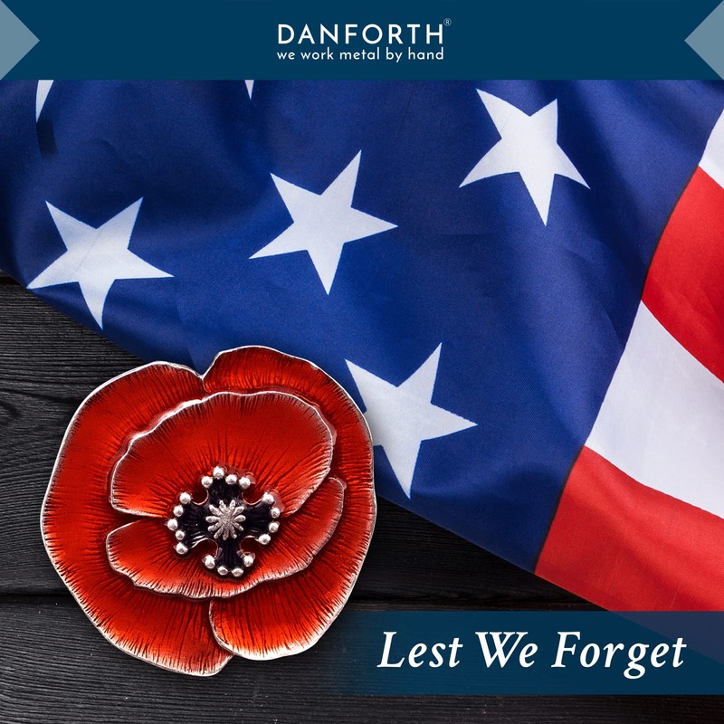 Danforth Remembrance Poppy Brooch Pin (Red) – Handcrafted Pewter Brooch