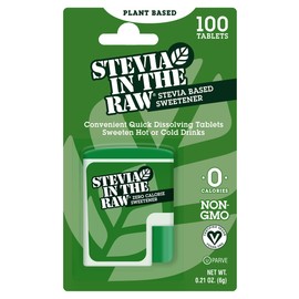 Stevia In The Raw Stevia Sweetener Tablets, 100 Ct, Zero Calorie Stevia Sugar Substitute, No Erythritol or Artificial Flavors, Vegan, Gluten Free, Kosher, Low Glycemic Index