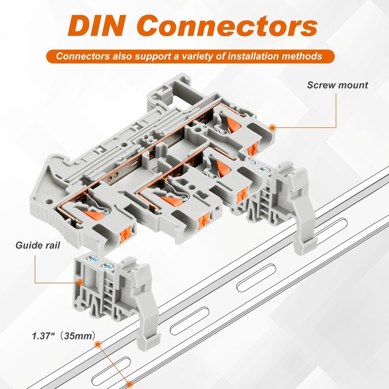 Saysurey DIN Rail Terminal Block Twin Spring Terminal Connectors Push