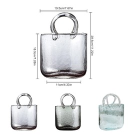 Glass Bag Vase, Hand Purse Vase with Fish Bowl, Transparent Hand Basket Unique Vase Creative Bag Fish Tank, Clear Glass Vase for Living Room Kitchen Garden Wedding Decor