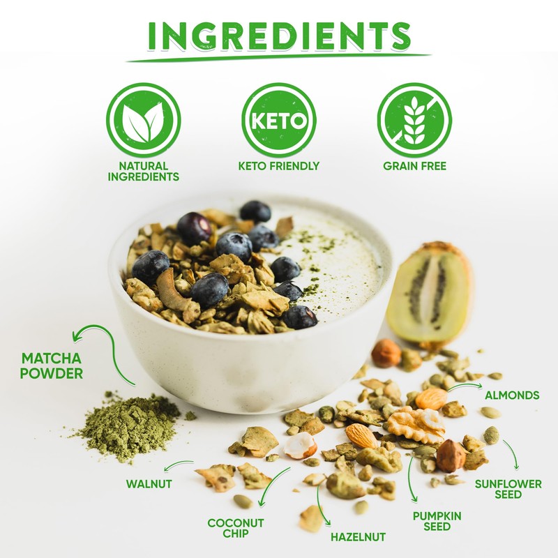 Andes Secret Matcha Powder Granola - Almonds, Walnuts & Hazelnuts