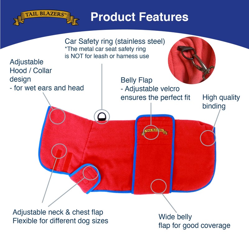 TAIL BLAZERS™ Quality Dog Drying Coat Keeps Dog Warm After