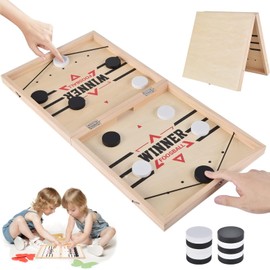 Table Football Winning Games, Super Winner Board Game, 2-in-1 Foldable Sling Puck Game, Wooden Hockey Board Game Toy, Maphilu Game, Fast Sling Puck Game, Educational Toy Board Game from 3 Years