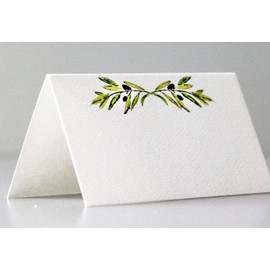 Nancy Nikko Place Cards with Green Leafy Olive Branch for Weddings, Showers, and Dinner Parties. Table Tent Style, Scored for Easy Folding. Available in Pkgs of 12/25 / 50 (12)