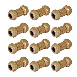 Midline Valve RSC2322-12 Compression Coupling Fitting, with Packing Nut, Brass 1 in. Diameter x 3 in. Length (12 Pack)