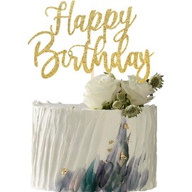 YUINYO YUINYO - Decoración para tarta de cumpleaños con purpurina hecha a mano, ideal para decorar tartas de cumpleaños, fiestas de cumpleaños, papel de la más alta calidad