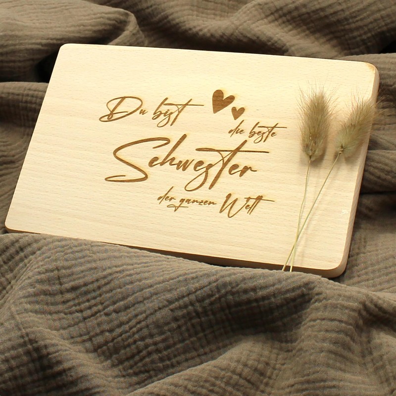 Breakfast Board for Sister for e.g. Birthday Chopping Board Wooden