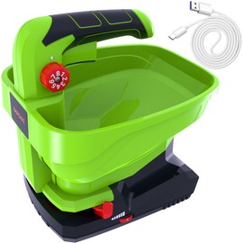 GARCARE 7.2V Rechargeable Seed Spreader-Power Spreader for Grass Seed Fertilizer Rock Salt and Ice,2000mAh Built-in Lithium Battery with USB Charging Cable