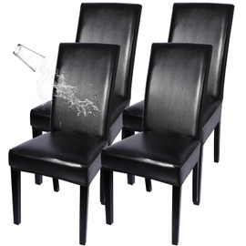 SearchI - Juego de 4 Fundas Impermeables de Piel sintética para sillas de Comedor, Resistentes al Aceite, extraíbles y Lavables, Protectores de sillas de Cocina para Comedor (Negro)