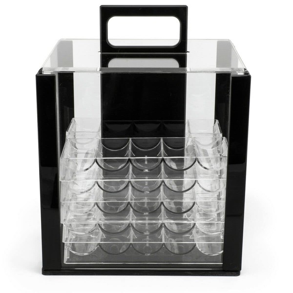 DA VINCI Acrylic Poker Chip Carrier Case with Capacity for 1,000 Poker Chips, and 10 Chip Racks