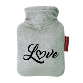 Huuraa Taschenwärmer Love Herz Hearth Geschenk 0,2 Liter Grey Mini Veloursbezug Love Herz Geschenkidee