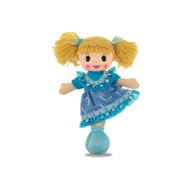 Teorema Carlotta Rag Doll with Colourful Embroidered Dress, Rag Doll with Wool Hair, Toy for Children, Height 30 cm