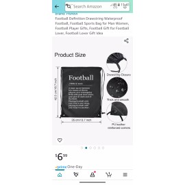 Unbranded Football Definition Drawstring Waterproof Bag Backpack Black (B2)