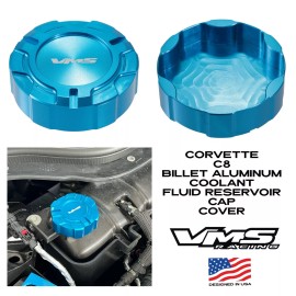 VMS BILLET COOLANT RADIATOR RESERVOIR CAP COVER FOR 20-25 CHEVY CORVETTE C8 BLUE