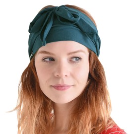 [Charm] Boho Style Turban Viscose Scarf Headband One Size Fits Most, Blue Green