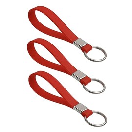 Multi pack of three Heavy Duty Identification Silicon Key Ring loops Fob. (3 Red)