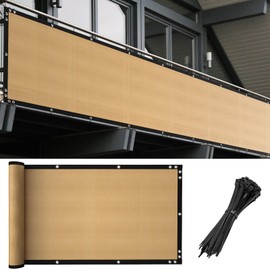 SPORTYOUTH 3ft x 16ft Balcony Privacy Screen Fence Beige, Apartments Railing Windscreen Heavy Duty Fencing Mesh Cover Shade Net UV Protection for Deck Patio Outdoor Backyard Pool Porch