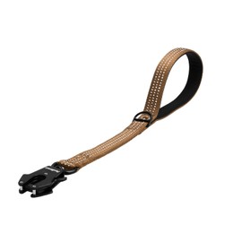 PetBonus Heavy Duty Short Dog Leash, 18 Inch Nylon Traffic Leash with Quick Release Clip, Comfortable Padded Handle, Reflective Training Lead for Medium Large Dogs (Brown, 18")
