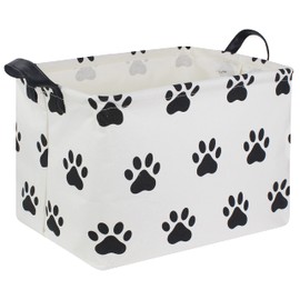HIYAGON Dog toy Basket Dog Toy Bin Cute Toy Storage Basket Organizer Box Kids Gift Basket Empty Rectangular Room Decor for Home(Paw)