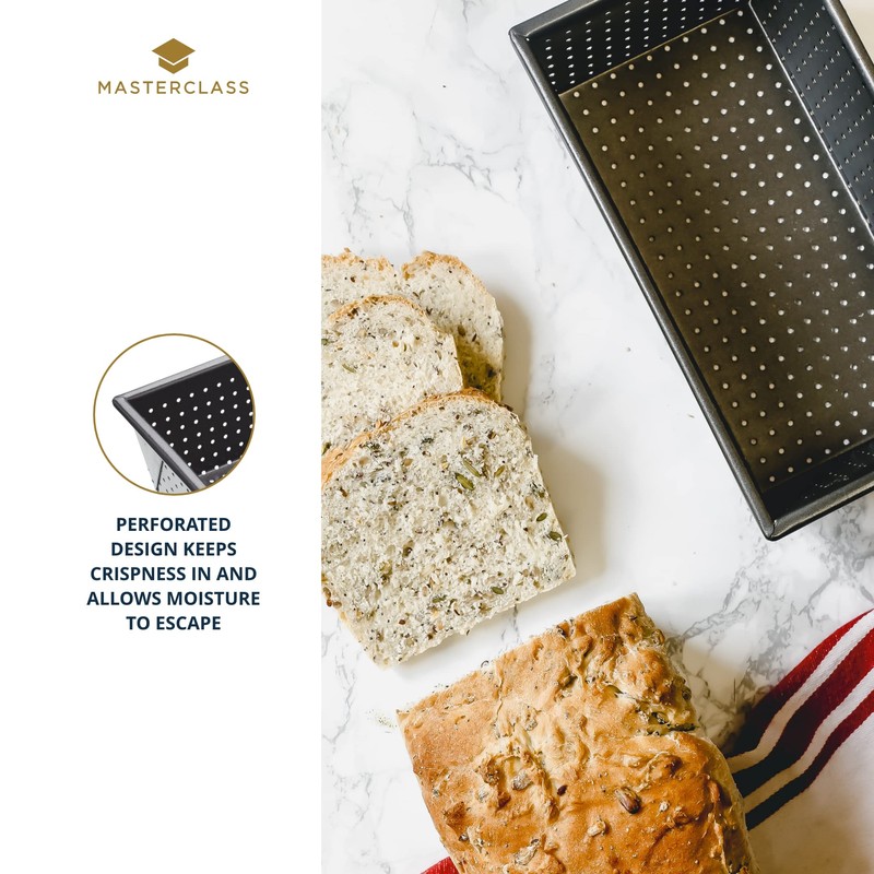 Master Class 2 lb Crusty Bake Non-Stick Loaf Pan, Grey