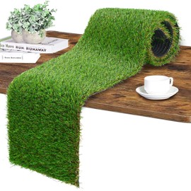 GLOBREEN Artificial Grass Table Runner, Greenery Faux Turf Table Centerpiece Decor Easter Spring Party, Wedding, Birthday, 12" x 60"