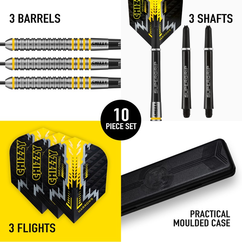 Harrows Dave Chisnall "Chizzy" 80% Tungsten Steel Tip Darts Set