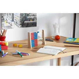 WISSNER WISSNER® Aktiver Lern-Rechenschieber aus robustem RE-Wood®-Design für mehr Spaß in jeder Mathe-Rechenstunde - Spielend Rechnen Lernen bis 100-25 x 5 x 17cm - Rechenmaschine für Schulkinder