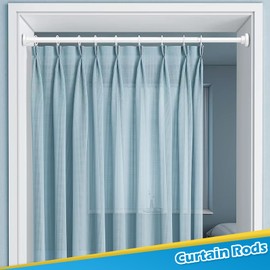 MOEROTER Spring Tension Rods 33 to 45 inch Adjustable Tension Curtain Rod No Drilling Expandable Small Tension Rod White Spring Loaded Curtain Rods for Windows, Doors, Doorway, Closet