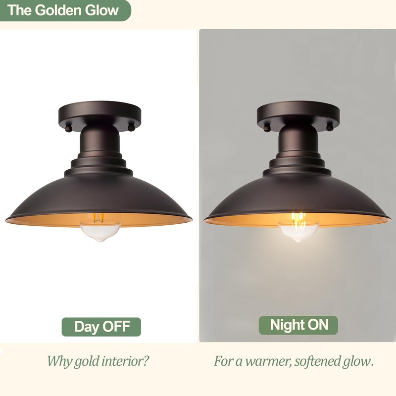 GOLDHILL 10.5" Low Profile Semi Flush Mount Ceiling Light, Modern