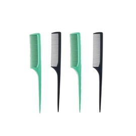 4Pcs Rat Tail Combs for Women - Fine Tooth Anti-Static Styling not easy to break Plastic Combs (Black and Green, One Size)