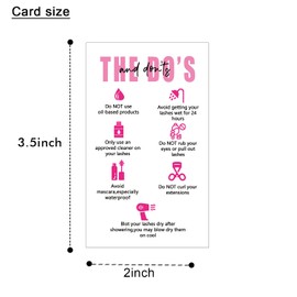 Lash Instructions Cards, Lash Care Card, 50 Pack, 2 Sided Printing 3.5 x 2 inches Business Card Size