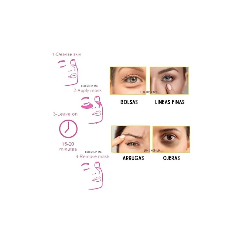 10 Parches Colágeno Ojos. Ojeras Hinchazón Bolsas Arrugas.