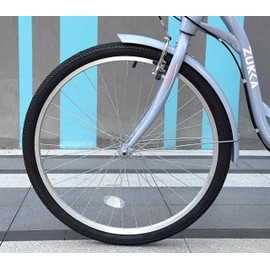 MEGHNA Cruiser Bike Tire 26 inch Foldable Tire with Bike Tire Lever (47-559) Grooves Tread Replacement for Mountain Bike Tricycle Folding Bike Cruiser Commuter Bike (Black - 1 Pack)