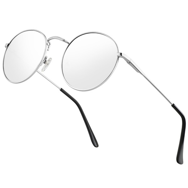 HENGOSEN Men's Round Sunglasses, Polarised Round Sunglasses, Retro Metal Frame,